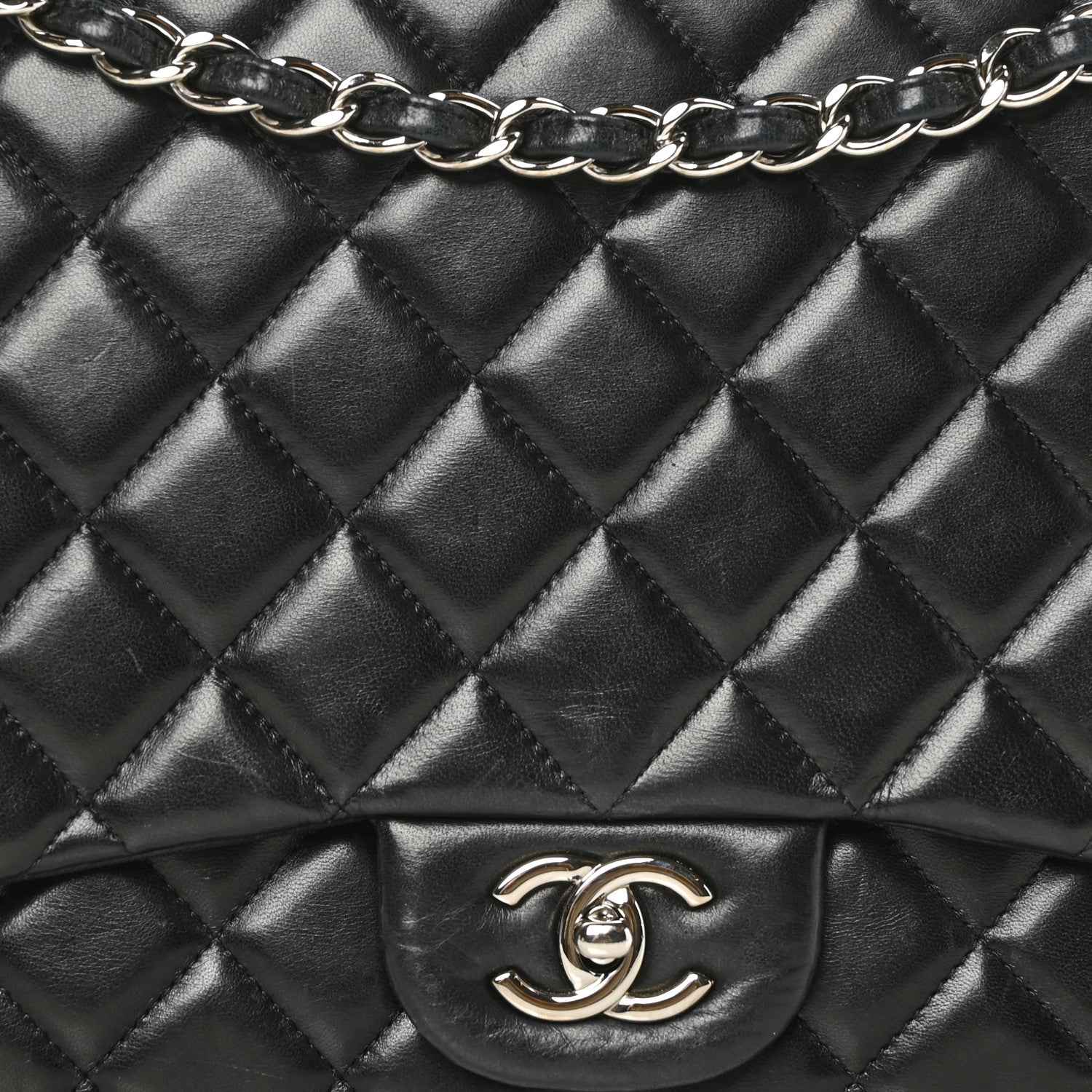 Chanel Lambskin Quilted Maxi Single Flap Black 8 of 10