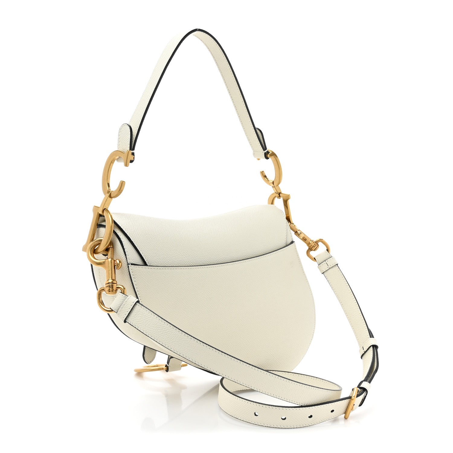 Christian Dior Grained Calfskin Saddle Bag With Strap Latte 3 of 13