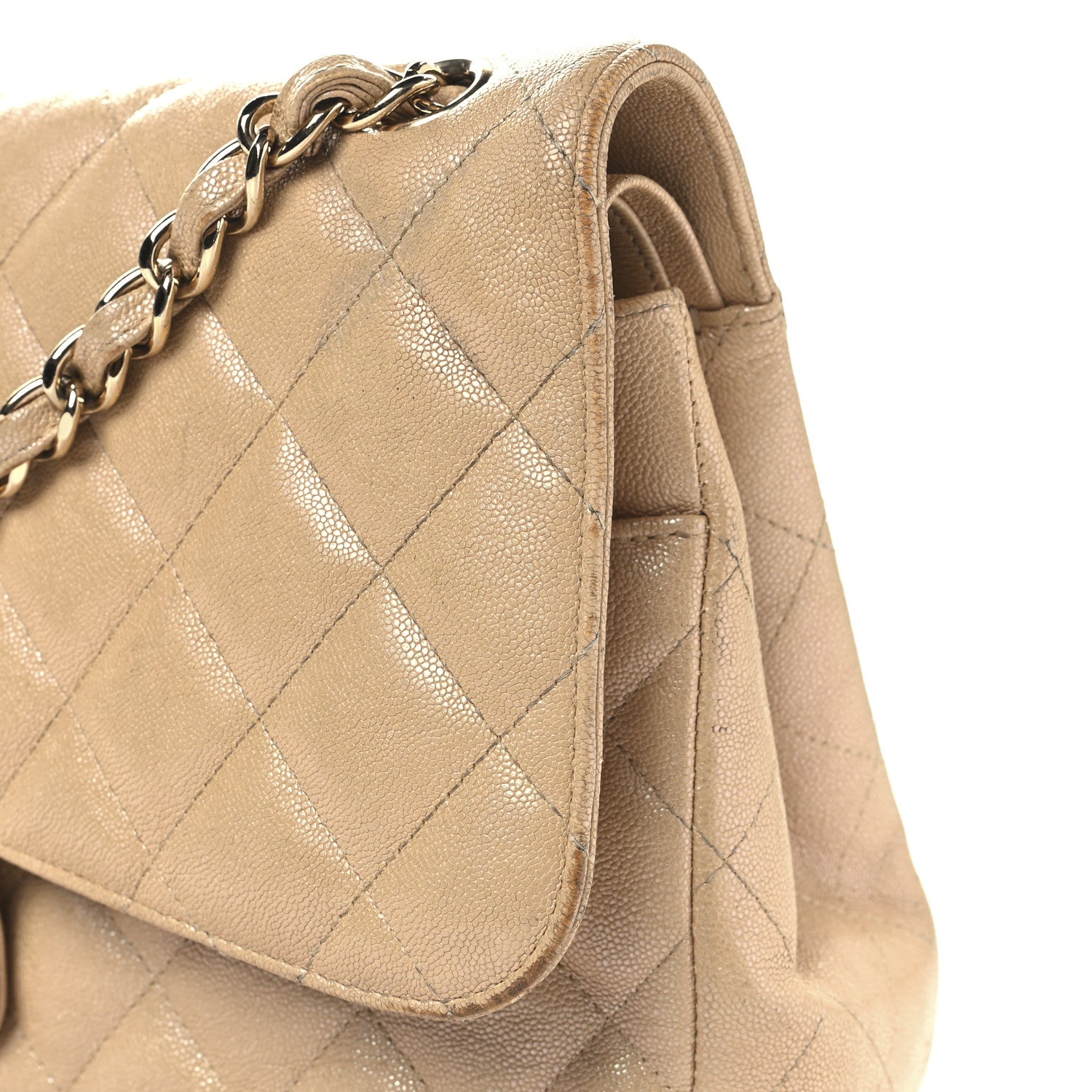 Chanel Iridescent Caviar Quilted Jumbo Double Flap Beige 15 of 16