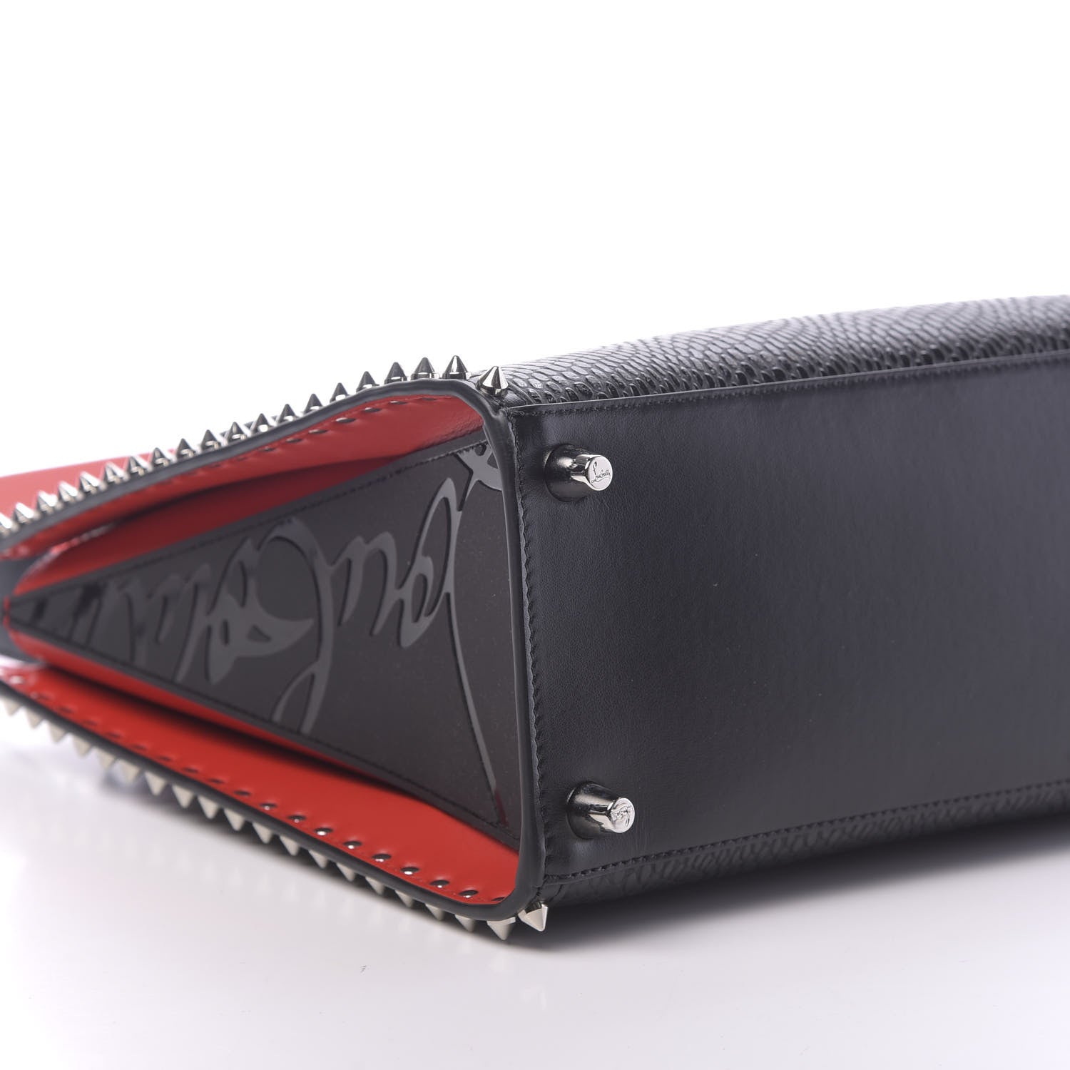 Christian Louboutin Calfskin Reptile Embossed Medium Paloma Black 9 of 10