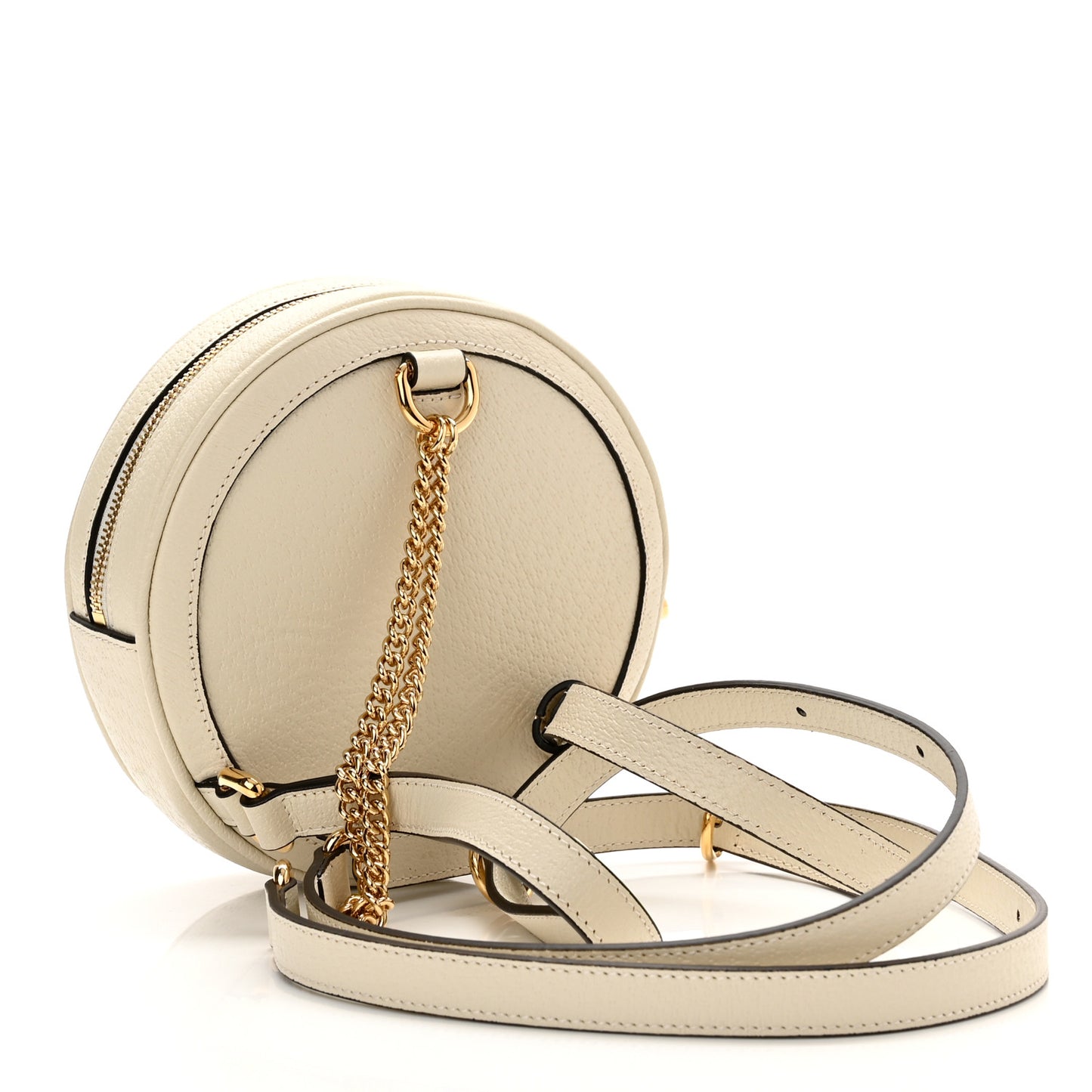 Textured Calfskin Web Mini Ophidia Round Backpack Mystic White