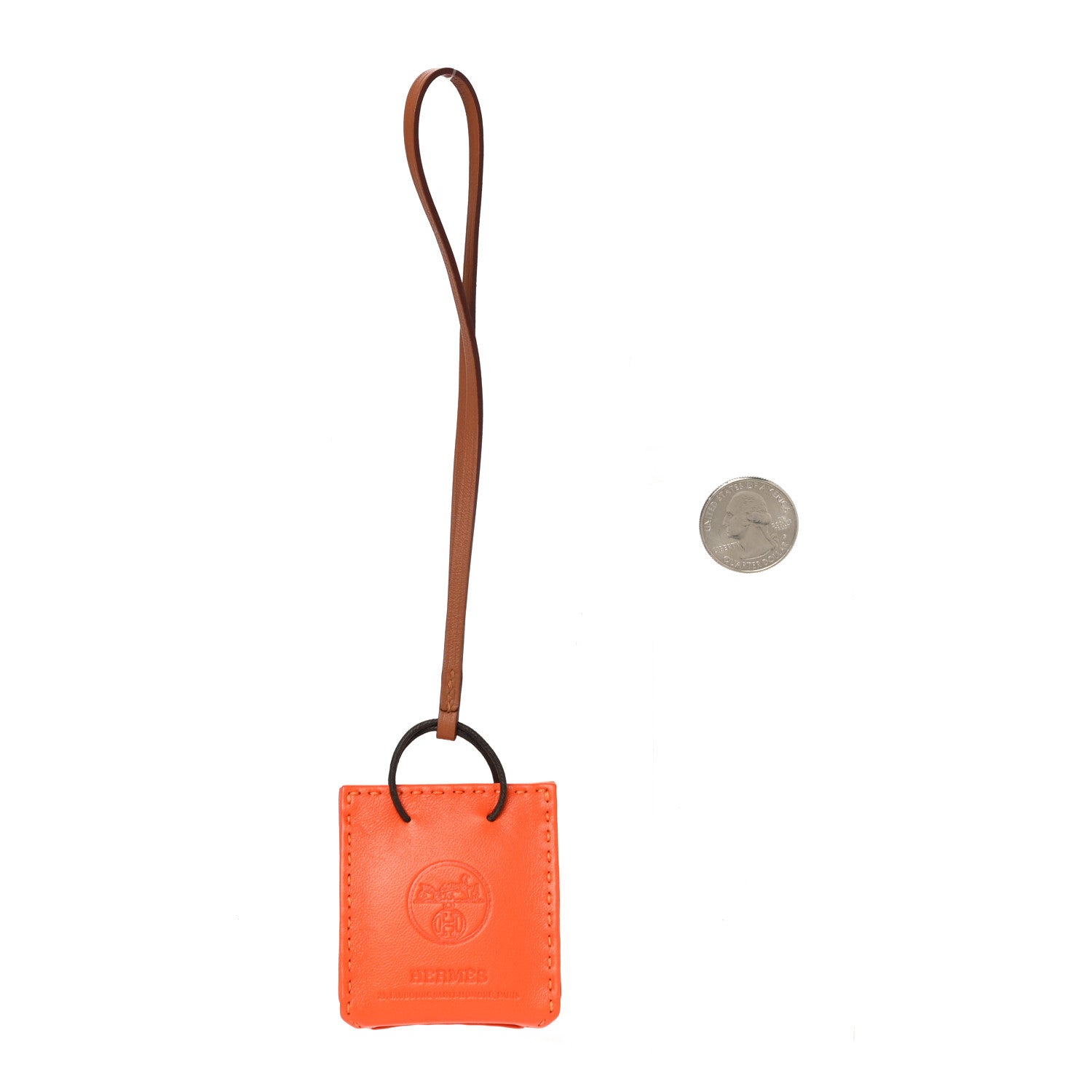 Hermes Milo Lambskin Swift Shopping Bag Charm Feu Gold 2 of 5