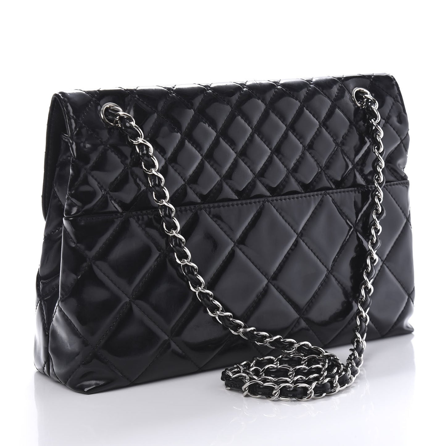 Vinyl Quilted In the Business Flap Bag Black