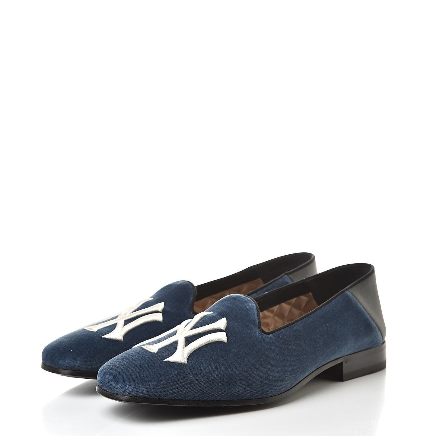 X MLB Velvet NY Yankees Embroidered Mens Loafers 8 Zaffre Black