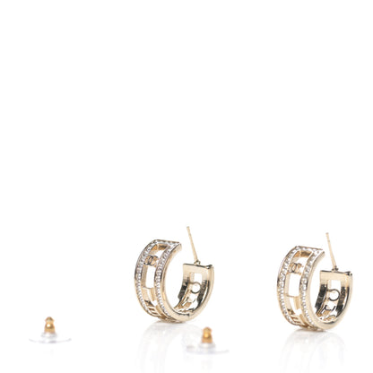 Chanel Metal Crystal Bow-tiful CC Hoop Earrings Gold 3 of 5