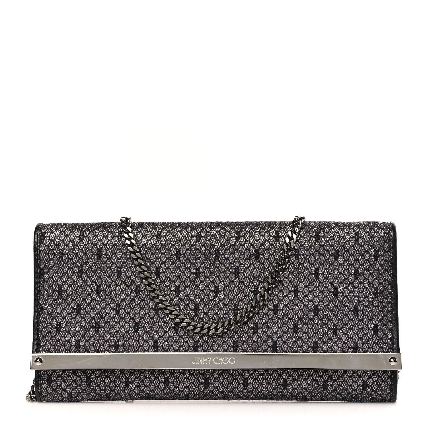 Jimmy Choo Glitter Milla Wallet on Chain Black Anthracite 1 of 8