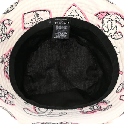 Chanel Cotton Heart Print Bucket Hat M White Rose 7 of 9