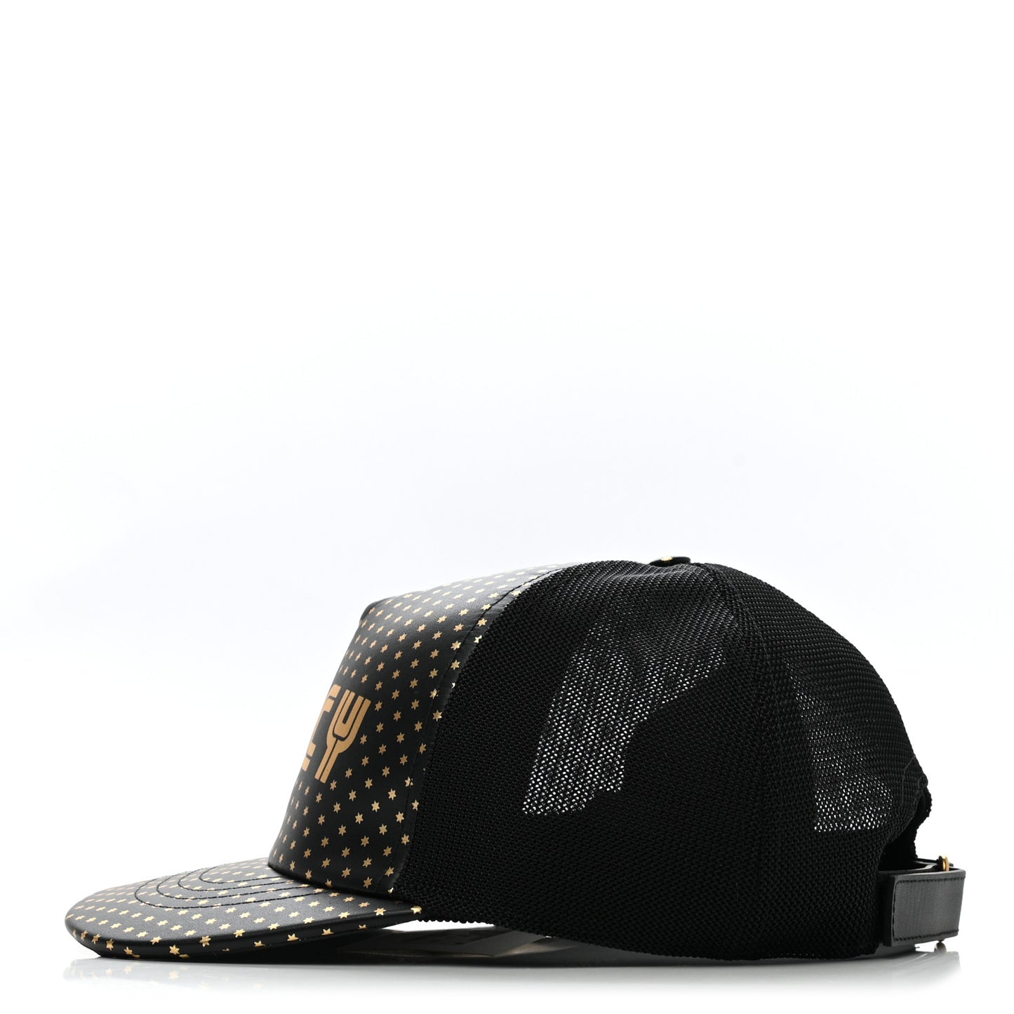 X SEGA Calfskin GUCCY Stars Baseball Hat M Black Gold