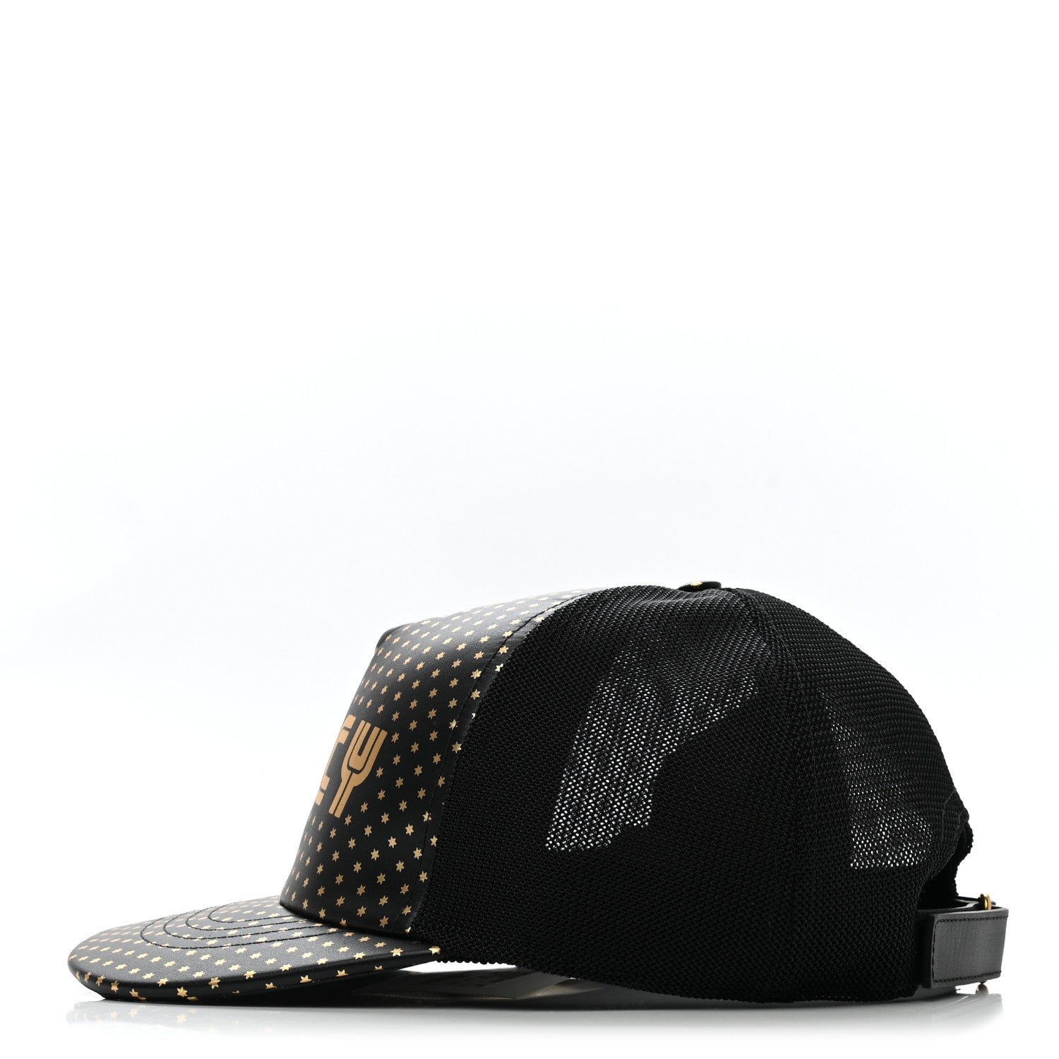 Gucci X SEGA Calfskin GUCCY Stars Baseball Hat M Black Gold 4 of 10