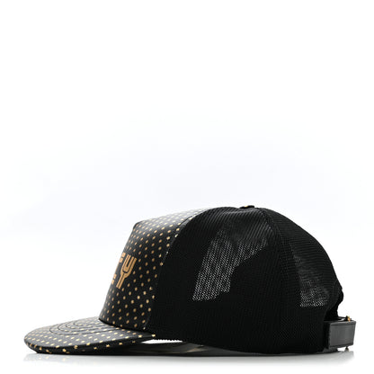 Gucci X SEGA Calfskin GUCCY Stars Baseball Hat M Black Gold 4 of 10