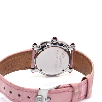 Chopard Stainless Steel Alligator Diamond Pink Mother of Pearl 26mm Happy Sport Moon Star Quartz Watch 4 of 6
