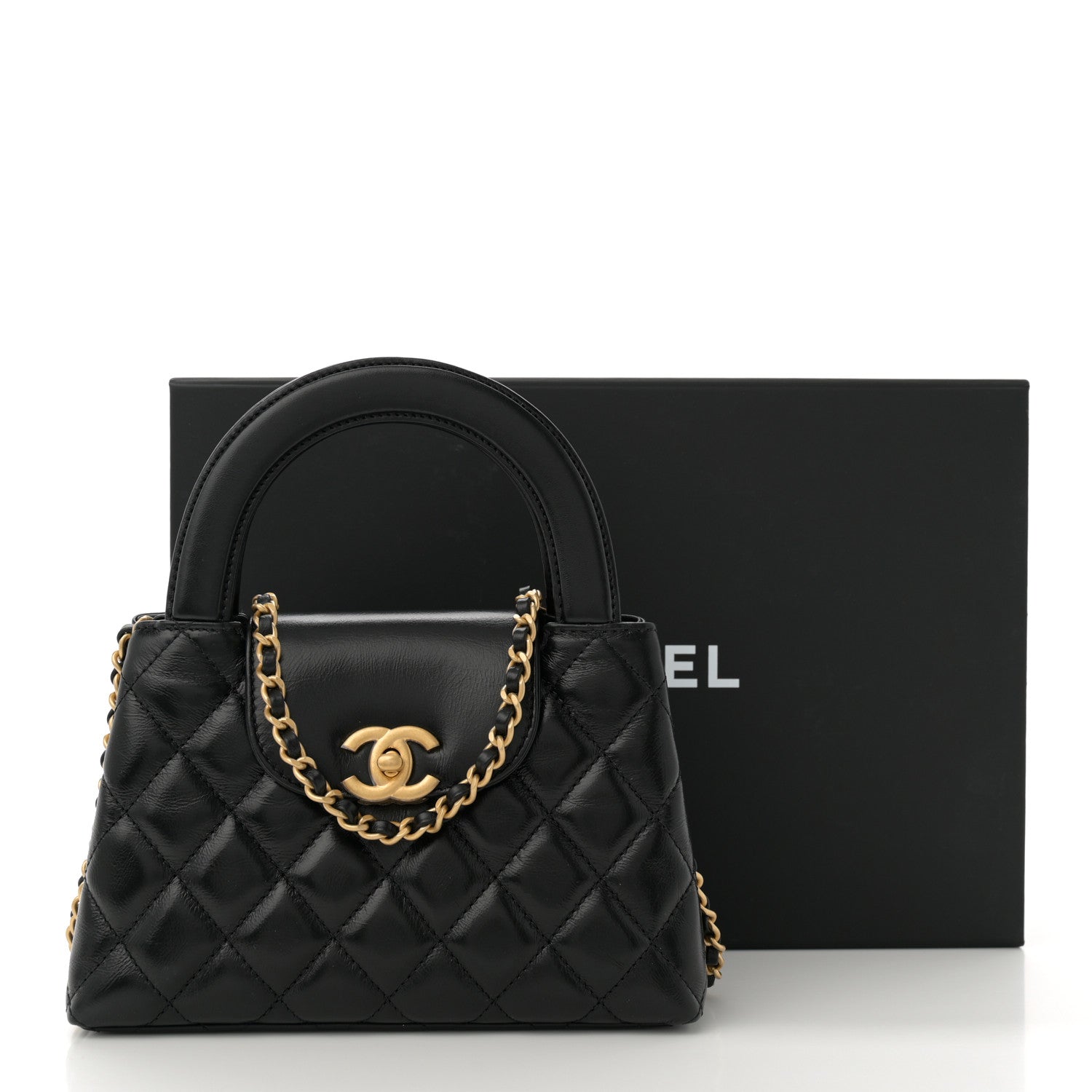 Chanel Shiny Aged Calfskin Quilted Nano Kelly Shopper Black 11 of 11