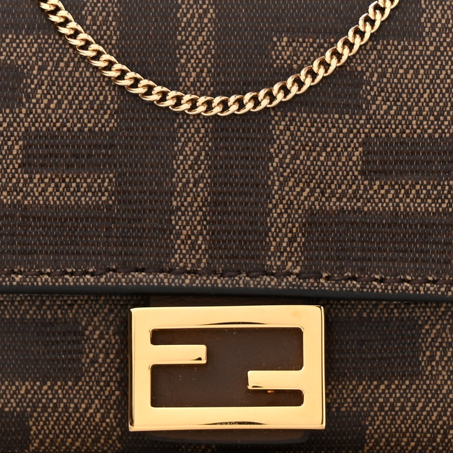 Glazed Fabric FF 1974 Nano Baguette Charm Mogano Panna