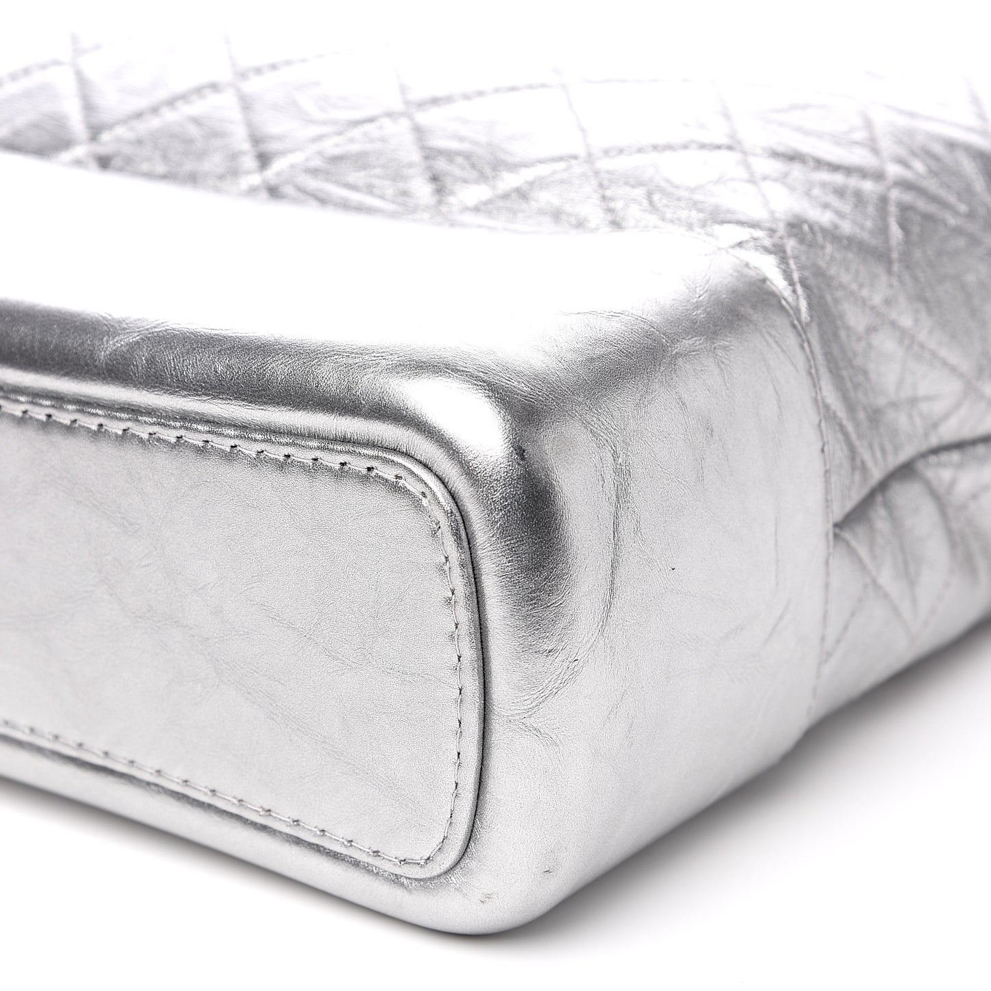 Metallic Lambskin Calfskin Quilted Large Gabrielle Hobo Silver