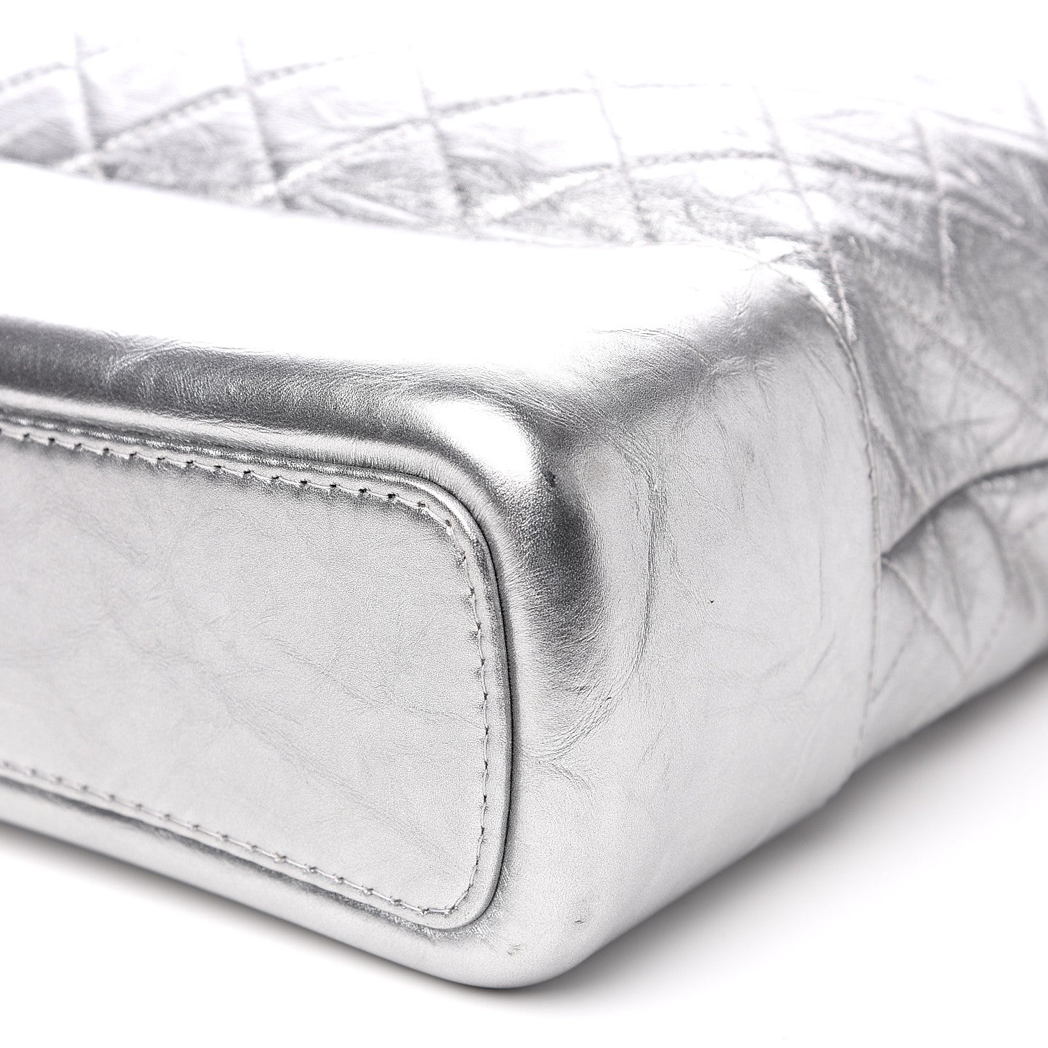 Chanel Metallic Lambskin Calfskin Quilted Large Gabrielle Hobo Silver 9 of 10