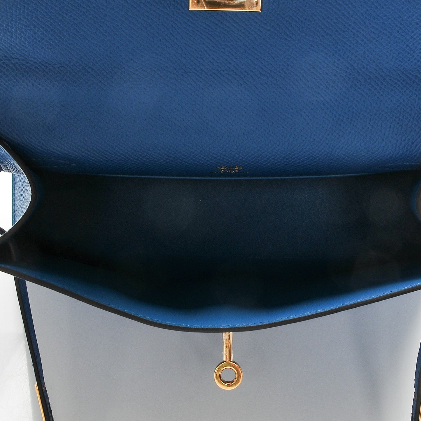 Epsom Kelly Pochette Clutch Bleu Izmir
