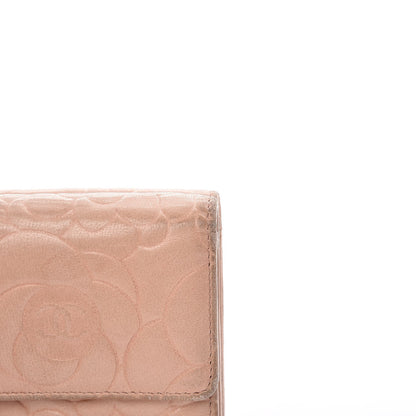 Chanel Lambskin Camellia Embossed Small Double Wallet Pink 13 of 20