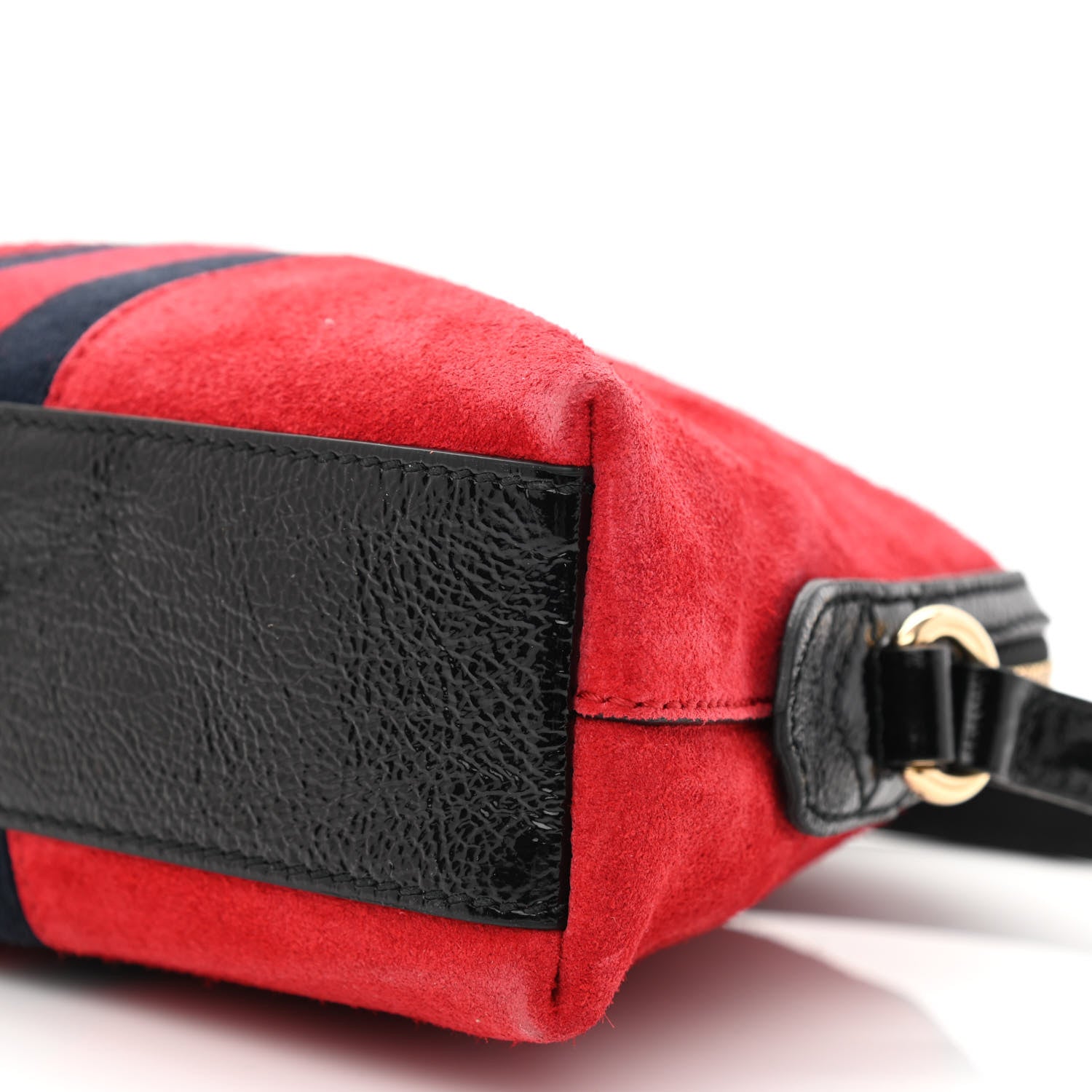 Gucci Suede Patent Web GG Small Ophidia Dome Shoulder Bag Hibiscus Red 10 of 11