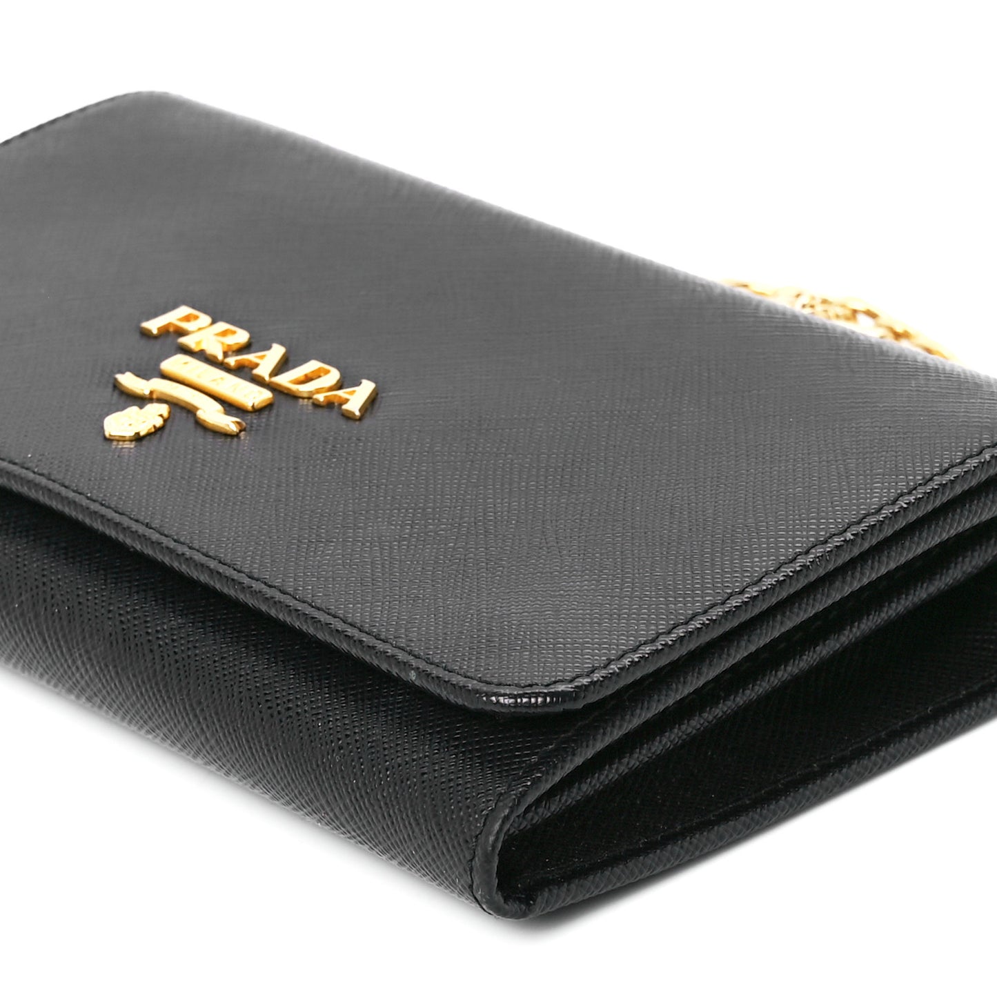 Saffiano Lux Chain Wallet Black