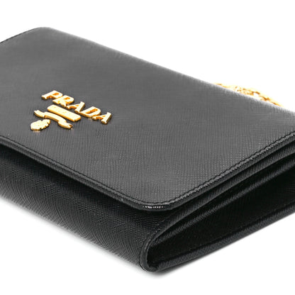 Prada Saffiano Lux Chain Wallet Black 11 of 12