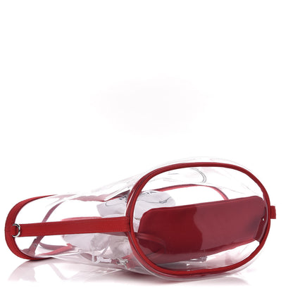 Prada Plexiglass Calfskin Small Shopper Tote Rosso 4 of 9