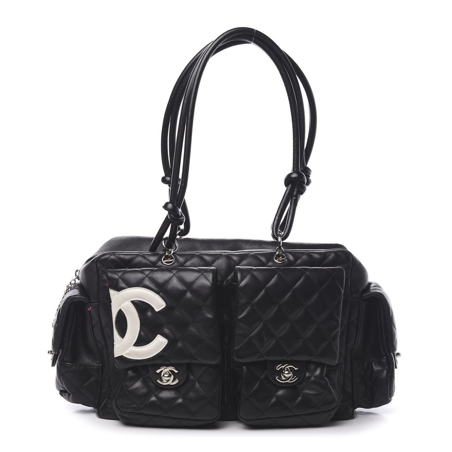 Chanel Calfskin Quilted Large Cambon Multipocket Reporter Black White 1 of 11