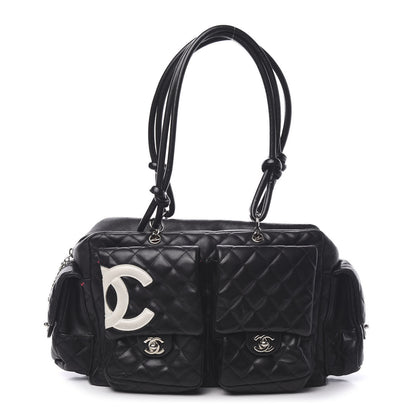 Chanel Calfskin Quilted Large Cambon Multipocket Reporter Black White 1 of 11