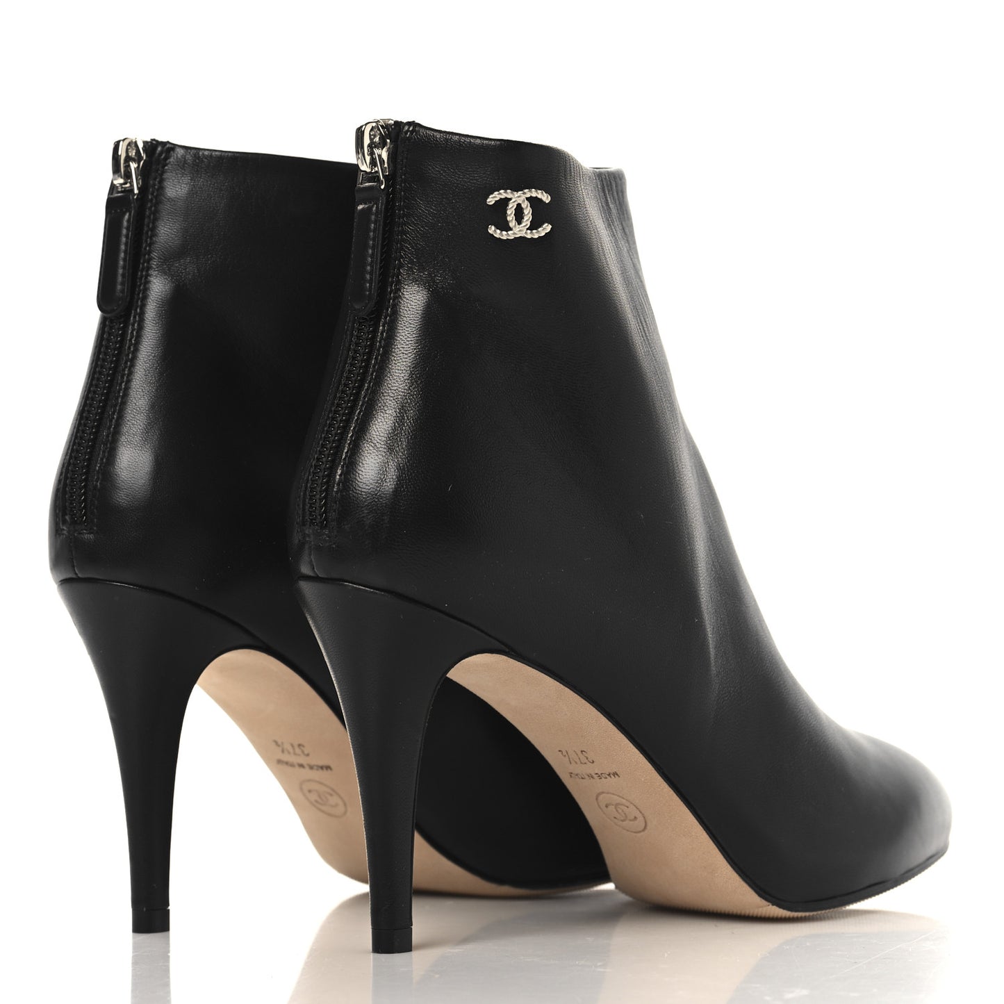 Lambskin Short Ankle Boots 37.5 Black
