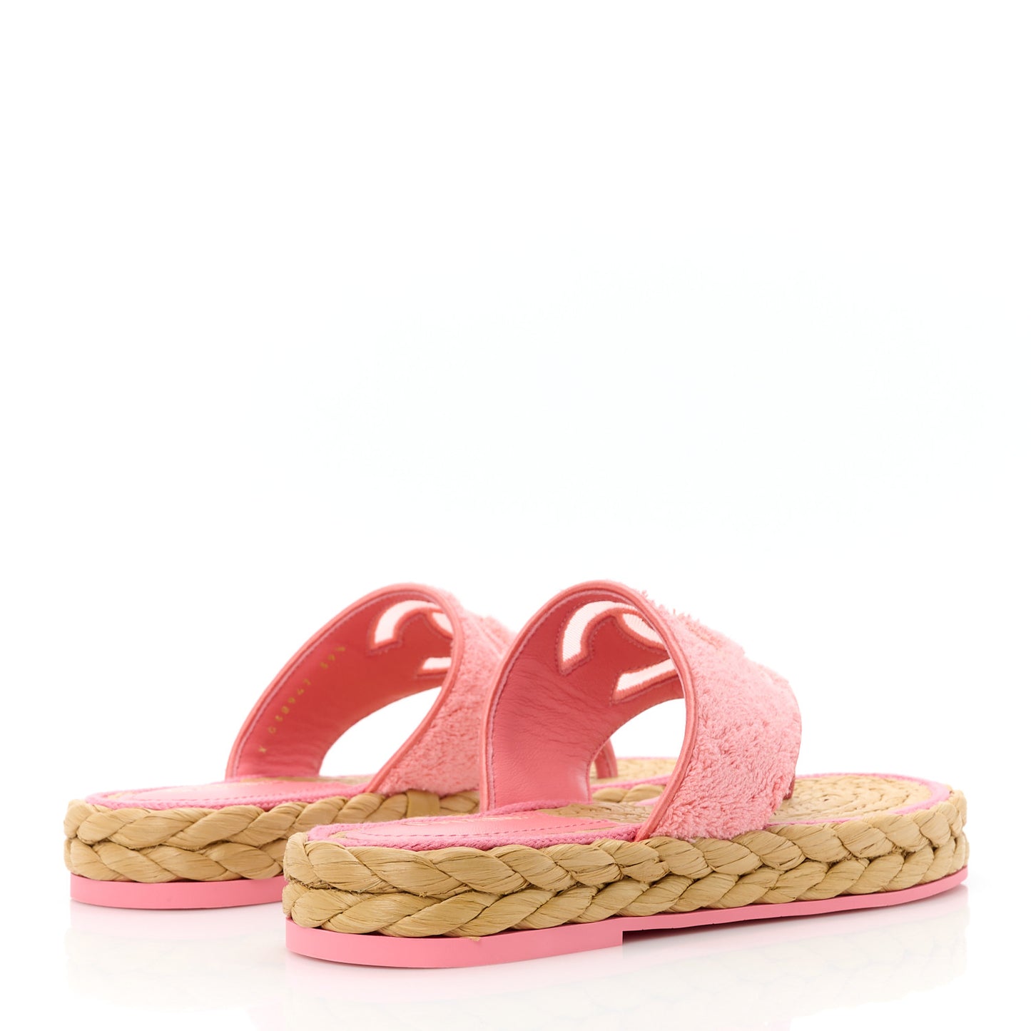 Terry Cloth Raffia CC Logo Thong Sandals 39.5 Pink