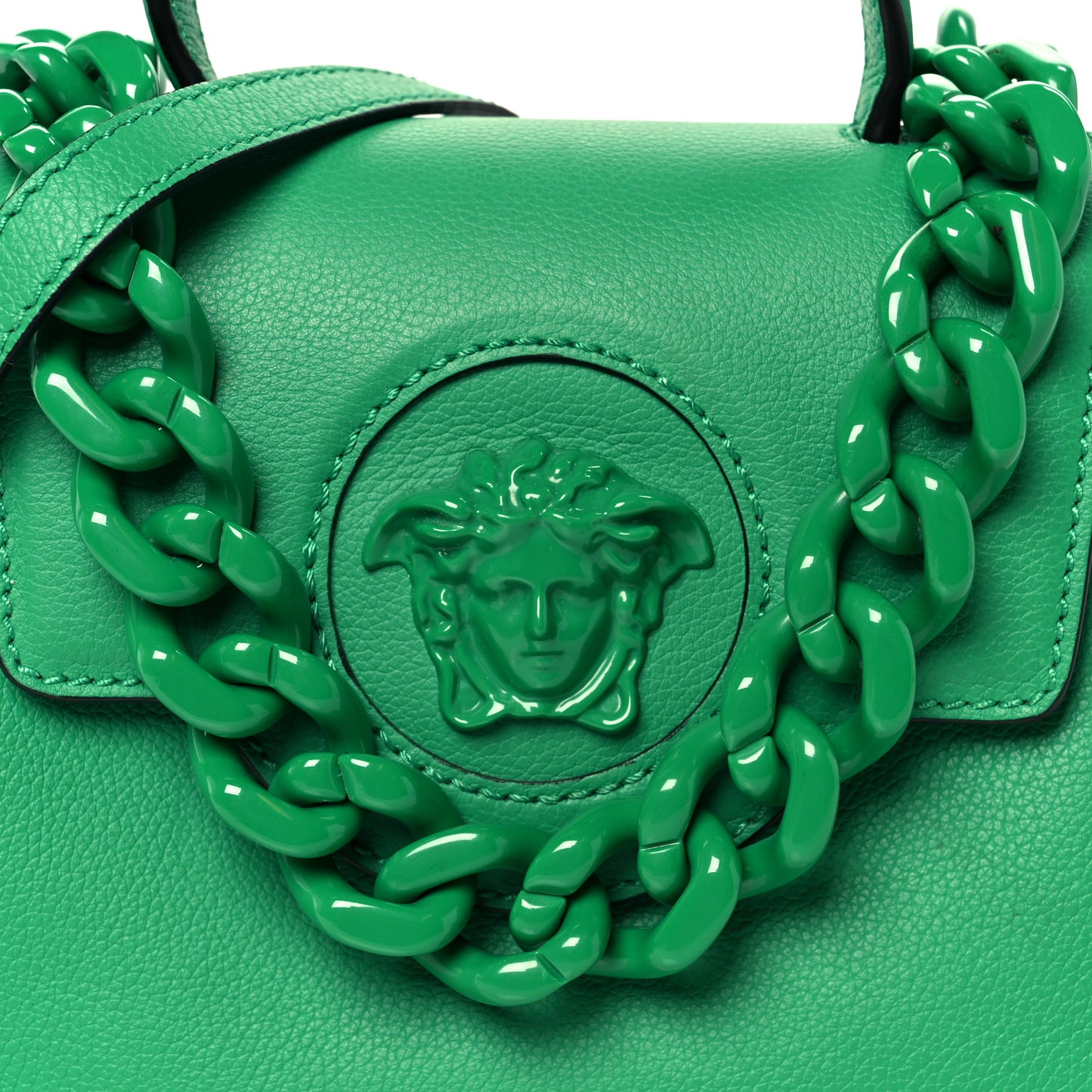 Grained Calfskin Small La Medusa Bag Green