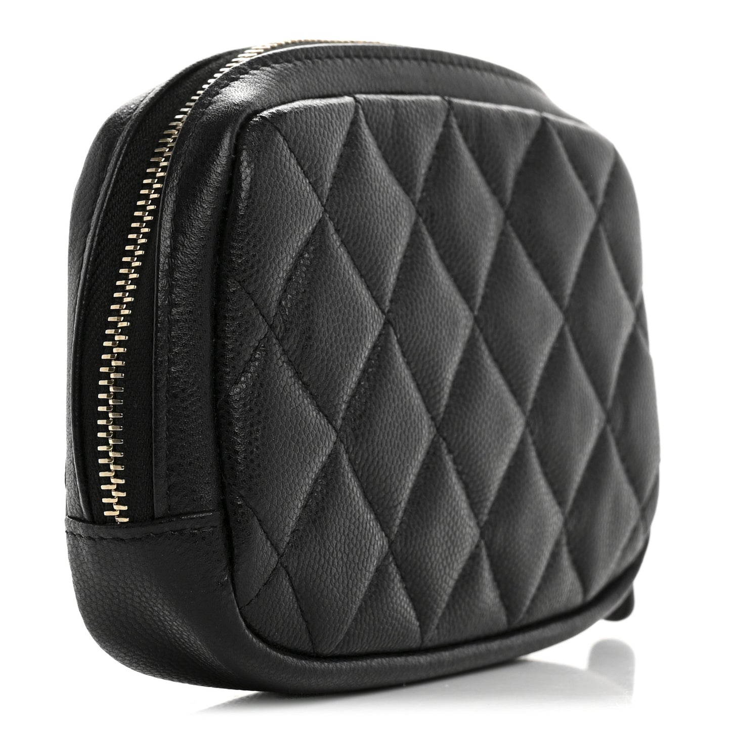Caviar Quilted Small Curvy Pouch Cosmetic Case Black