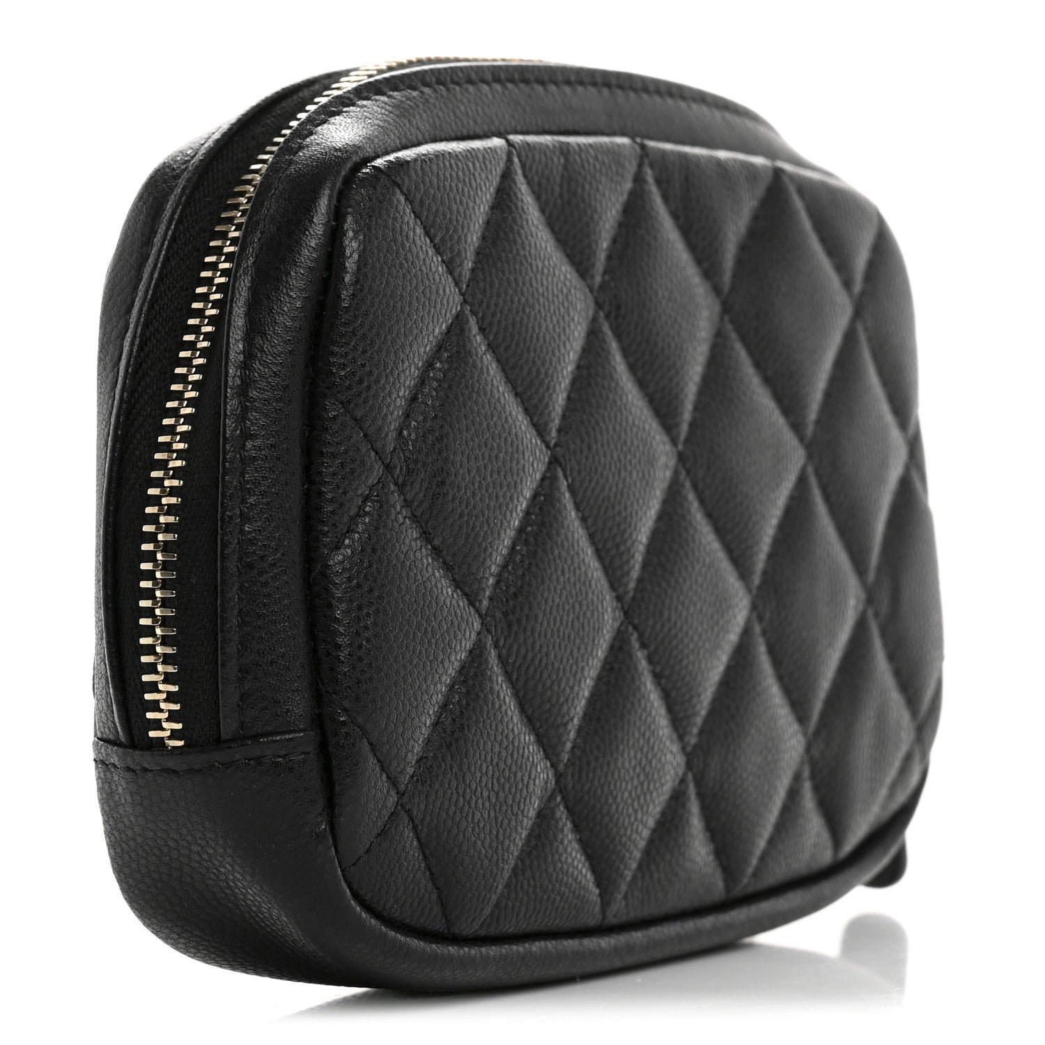 Chanel Caviar Quilted Small Curvy Pouch Cosmetic Case Black 3 of 8