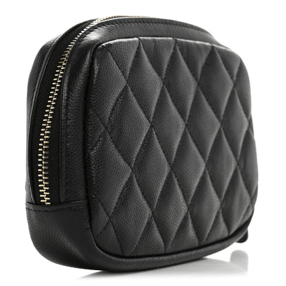 Chanel Caviar Quilted Small Curvy Pouch Cosmetic Case Black 3 of 8