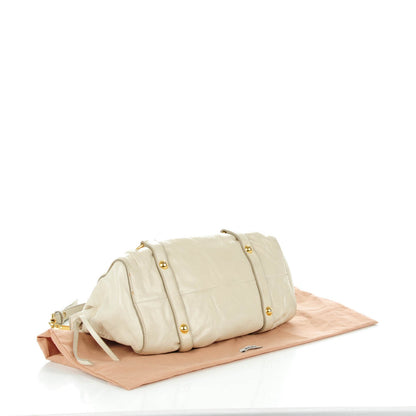 Miu Miu Vitello Lux Gathered Tote Quarzo 5 of 9