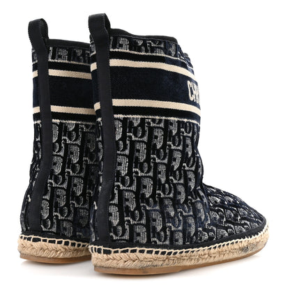 Christian Dior Velvet Oblique Granville Espadrille Boots 39.5 Deep Blue 5 of 8