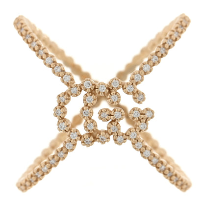 Gucci 18K Yellow Gold Diamond GG Running X Ring 50 5.5 1 of 4