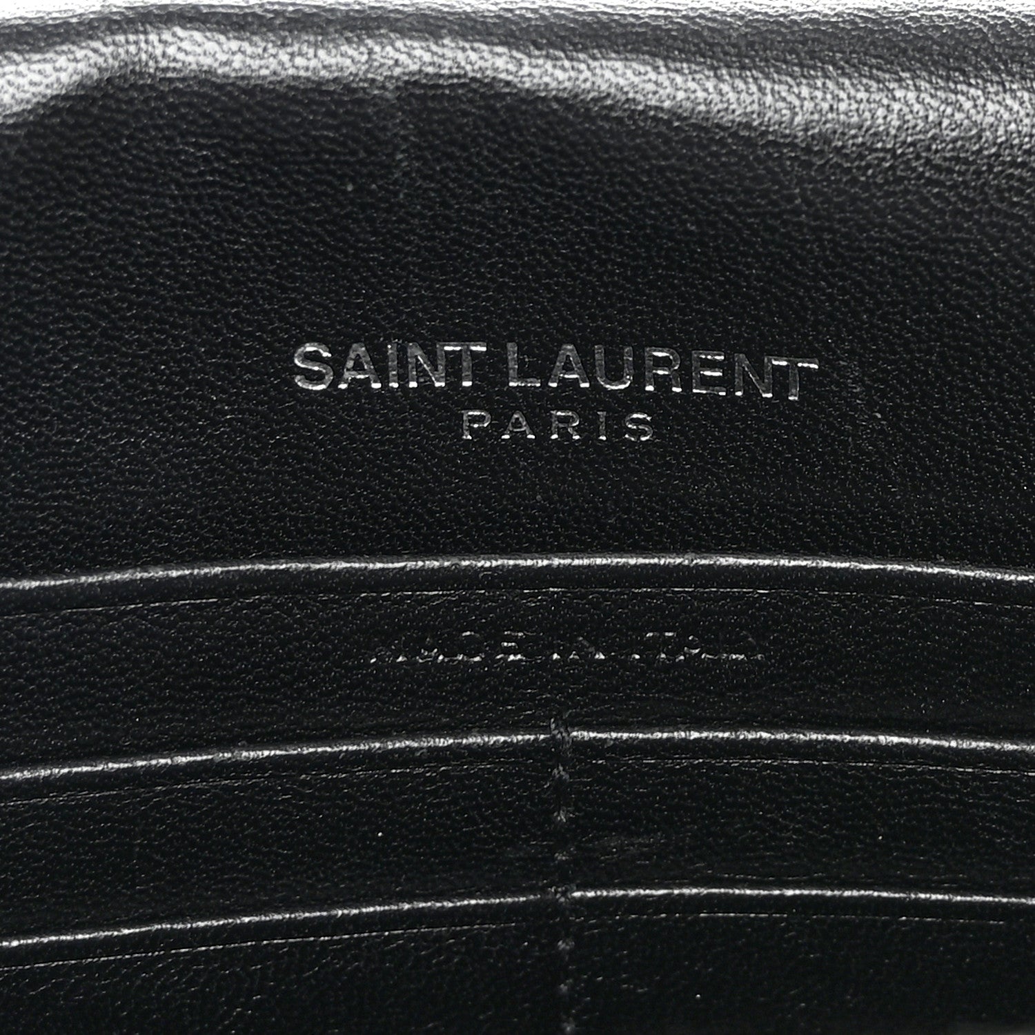 Saint Laurent Calfskin Crocodile Embossed Kate Monogram Tassel Chain Wallet Black 6 of 10