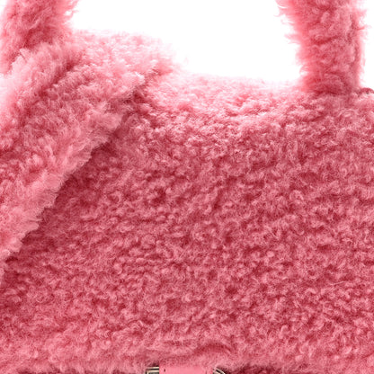 Balenciaga Curly Faux Shearling Small Hourglass Top Handle Bag Sweet Pink Pink 9 of 11