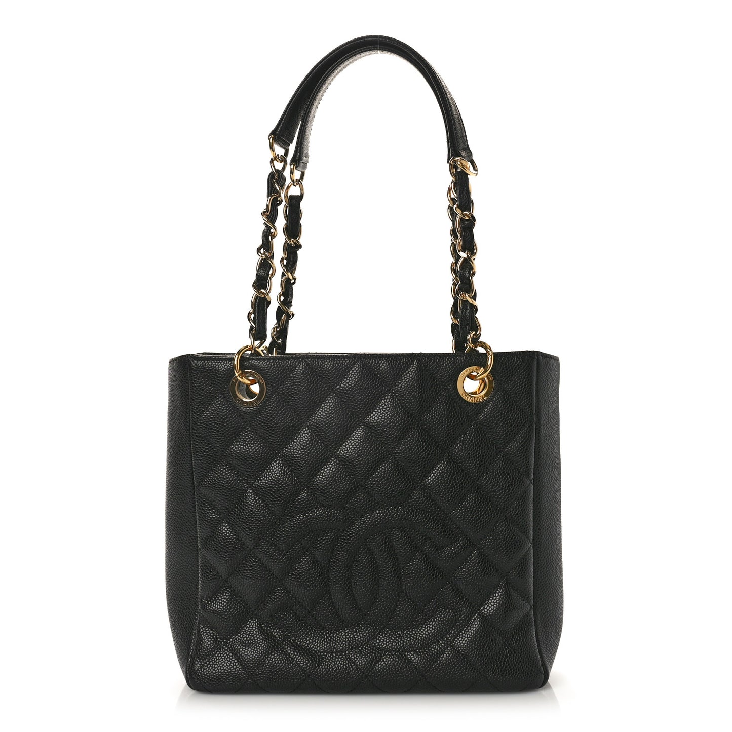 Caviar Quilted Petit Shopping Tote PST Black
