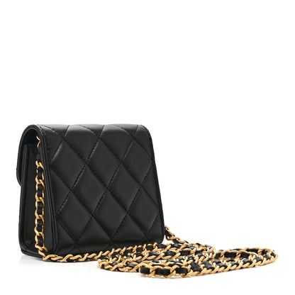 Chanel Lambskin Plexiglass Quilted Coco Love Clutch With Chain Black 3 of 11