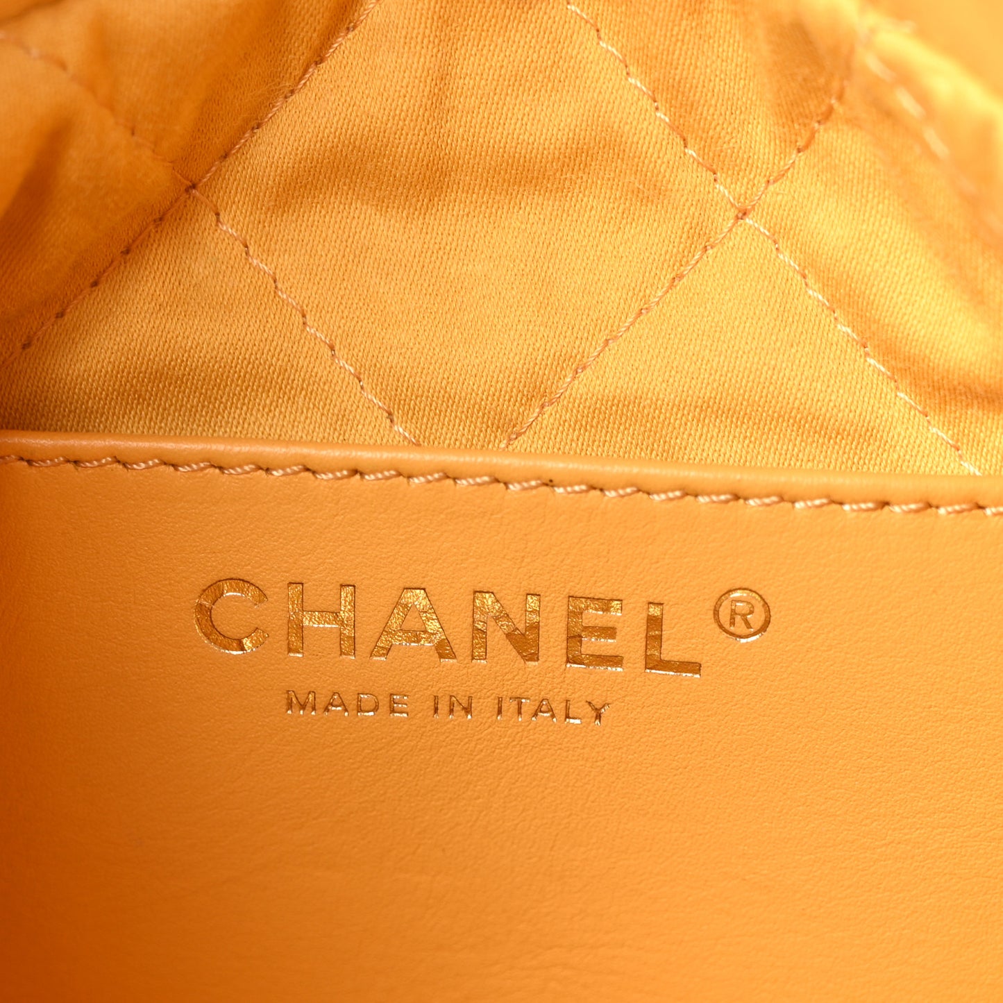 Shiny Calfskin Quilted Mini Chanel 22 Yellow