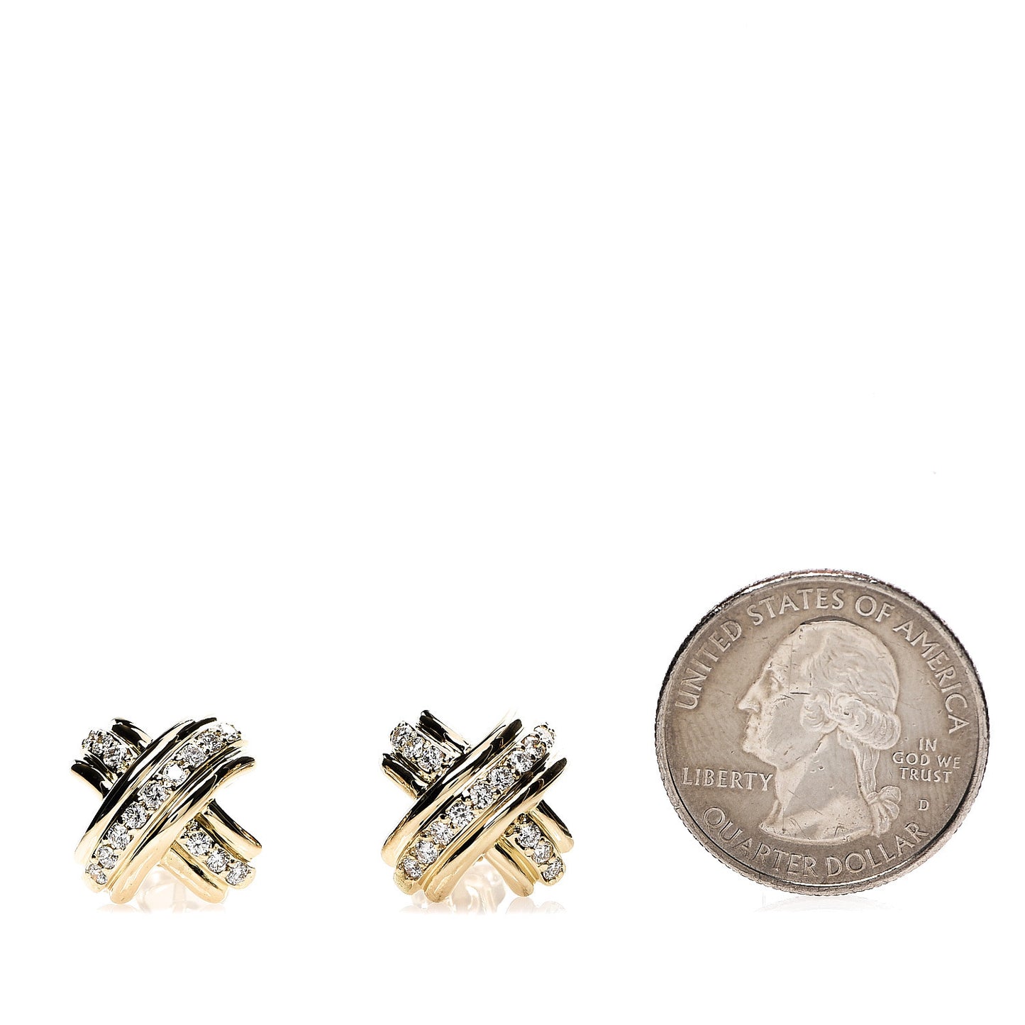 18K Yellow Gold Diamond Signature X Stud Earrings