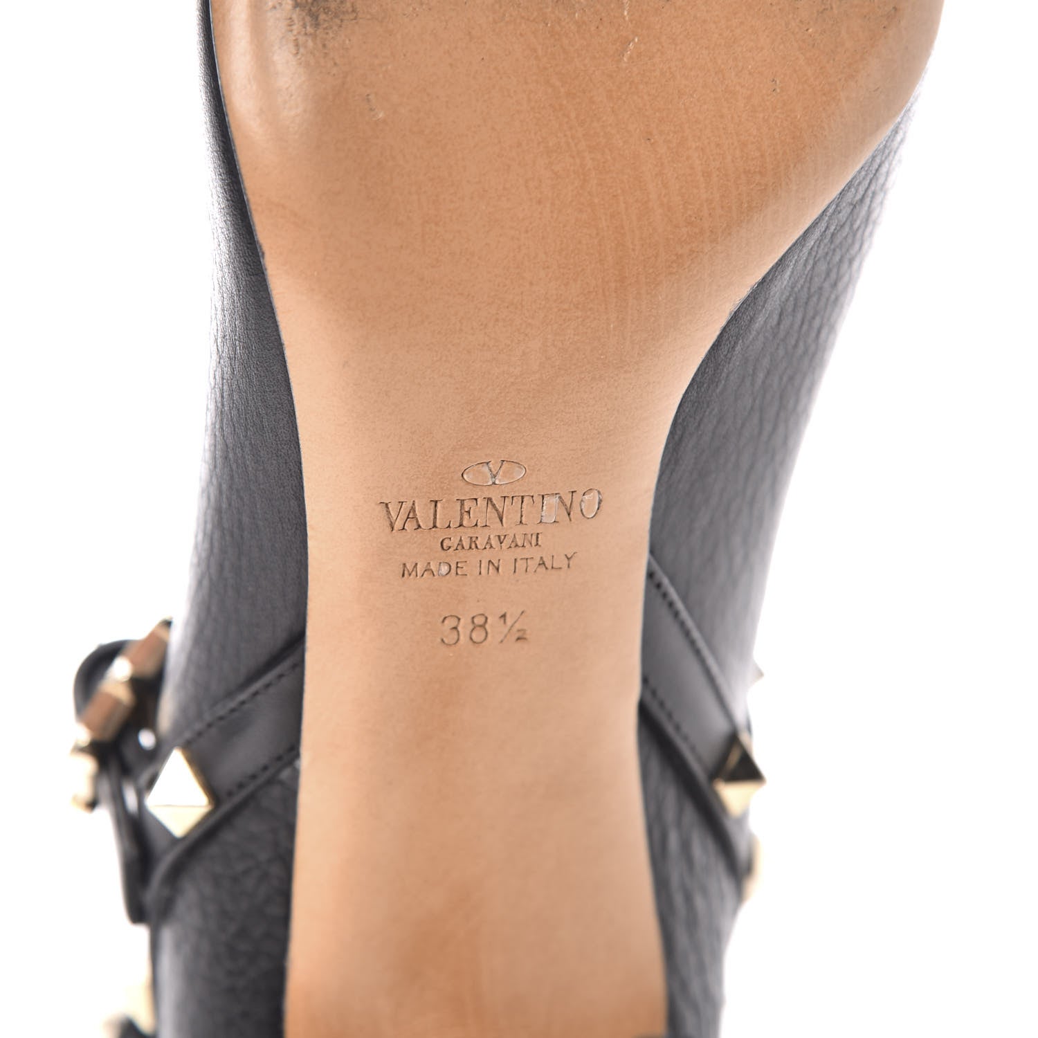 Valentino Garavani Pebbled Calfskin Rockstud Double Buckle 100mm Ankle Boots 38.5 Black 9 of 9