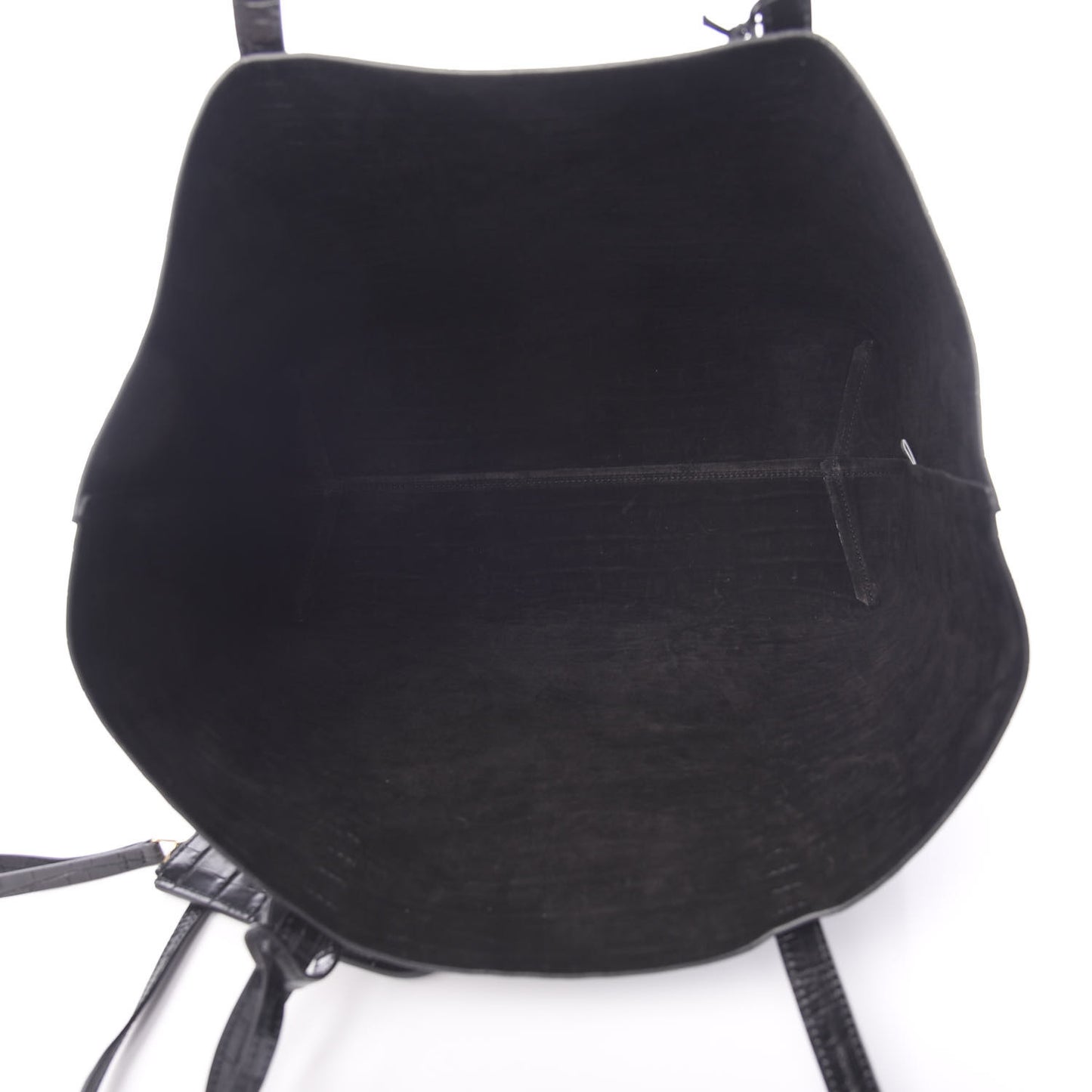 Crocodile Embossed Calfskin Large Shopping Tote Black