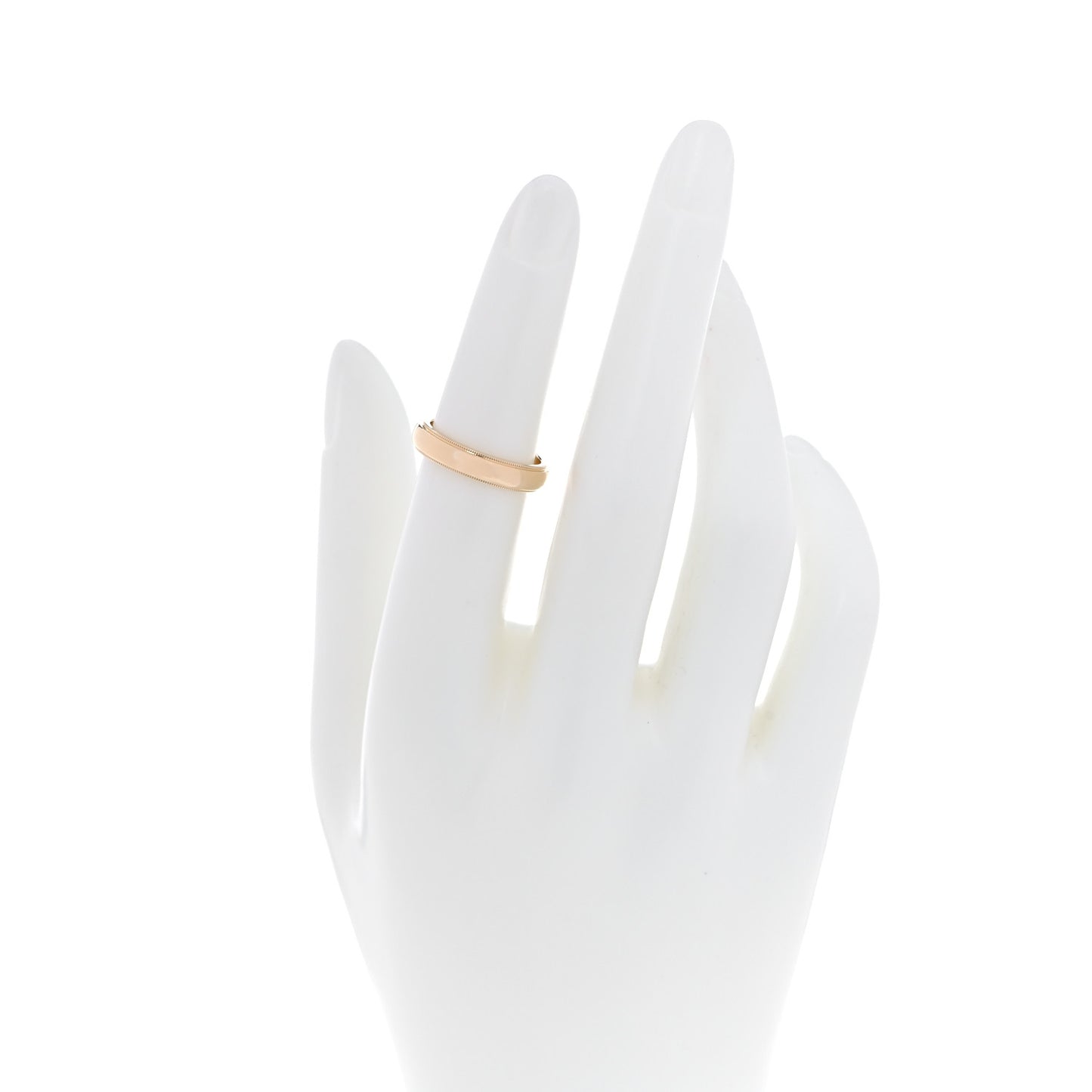 18K Yellow Gold 4mm Essential Double Milgrain Band Ring 50 5.5