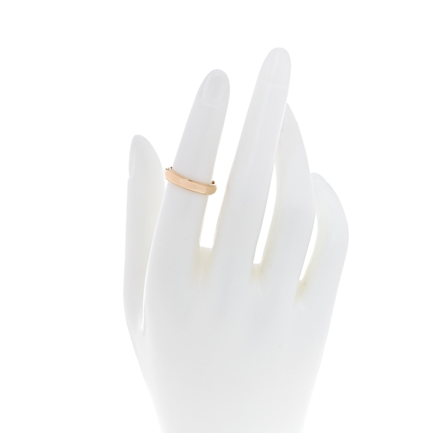 Tiffany 18K Yellow Gold 4mm Essential Double Milgrain Band Ring 50 5.5 2 of 4