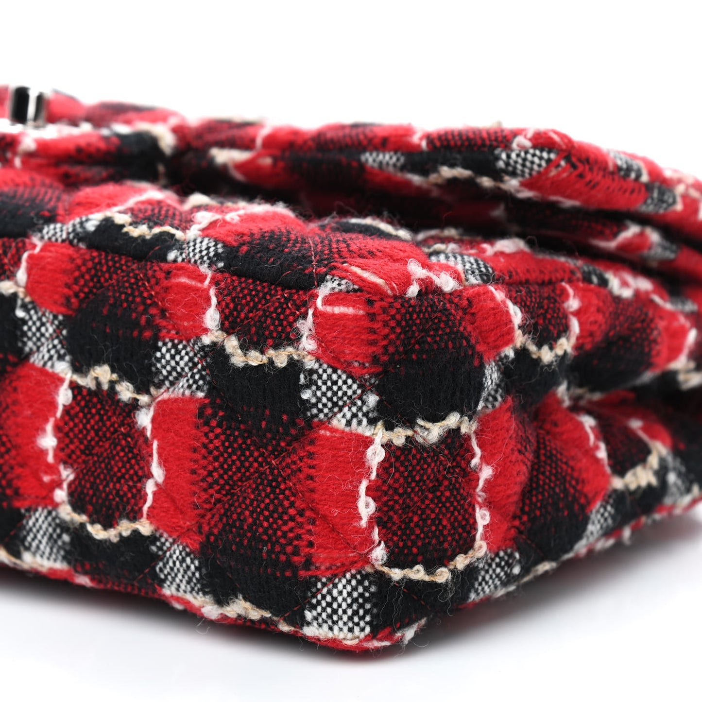 Wool Quilted Medium Double Flap Red