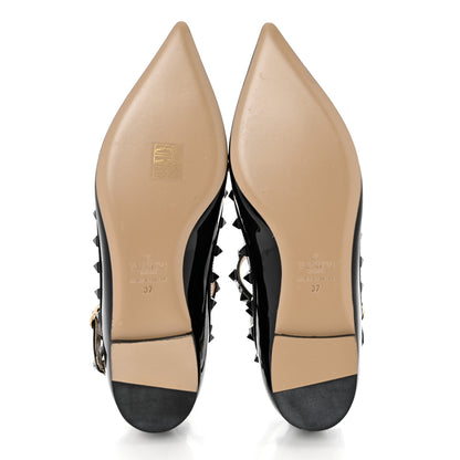 Valentino Garavani Patent Monochrome Rockstud Cage Ballerina Flats 37 Black 5 of 8