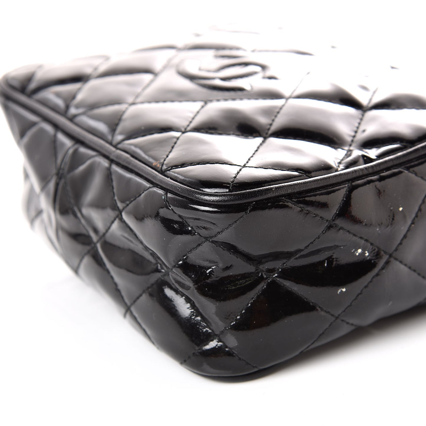Patent Tassel Quilted Shoulder Bag Black