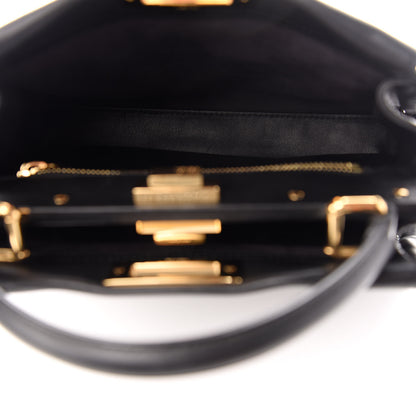 Fendi Vitello Seta Lace Up Medium Peekaboo Iconic Satchel Black 5 of 10